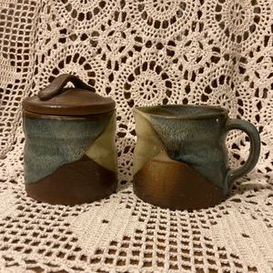 Pottery Sugar and Creamer Two Piece Dining and Decor Set